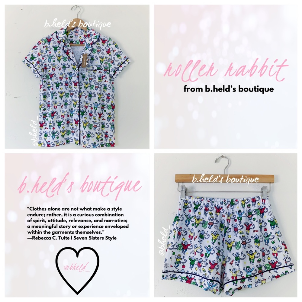 Roller Rabbit Back To School Monkey Polo Pajamas in Multi X-Small (XS) New NWT